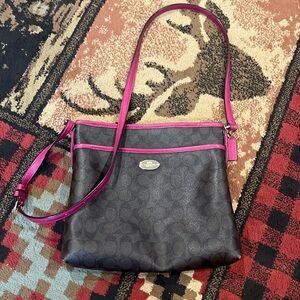 Coach brown and pink Rowan file bag